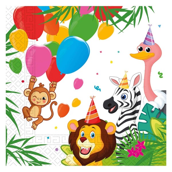 Procos - Papierservietten Jungle Balloons Party (33 X 33 Cm, Doppelt (Us Import)-image