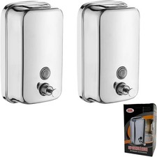 Stainless Steel Wall Soap Dispenser 2 Pack Manual 800mL Liquid Hand Sanitizer