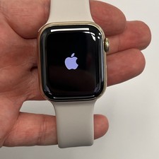 Apple Watch Series 8 Cellular 45mm Gold Stainless Steel Case & Starlight Band.