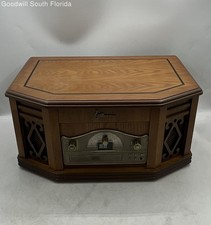 Emerson Model NR303TT Brown Portable 4 In 1 Turntable Record Player Untested