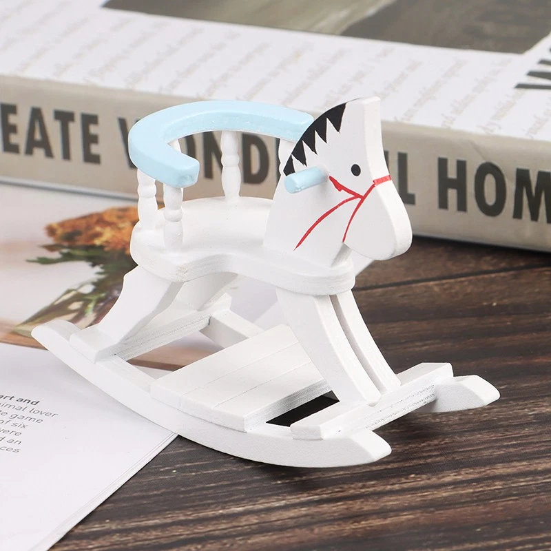 1:12 Puppenhaus Miniatur Holz Schaukel Pferde Stuhl Kindergarten Möbel  - Bild 3 von 4