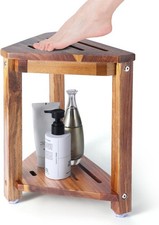 Shower Foot Rest 13.5in, Acacia Wood Shower Stool for Shaving Legs, Small Foot