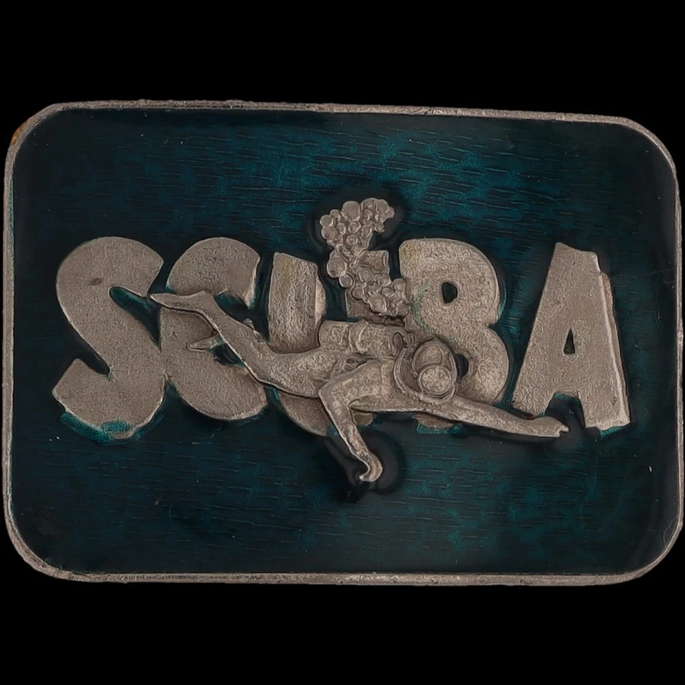 Buceo Buceo Buceo Natación Mar Profundo USN Azul Marino Casco Nos Vintage Hebilla de Cinturón Foto 3 de 4