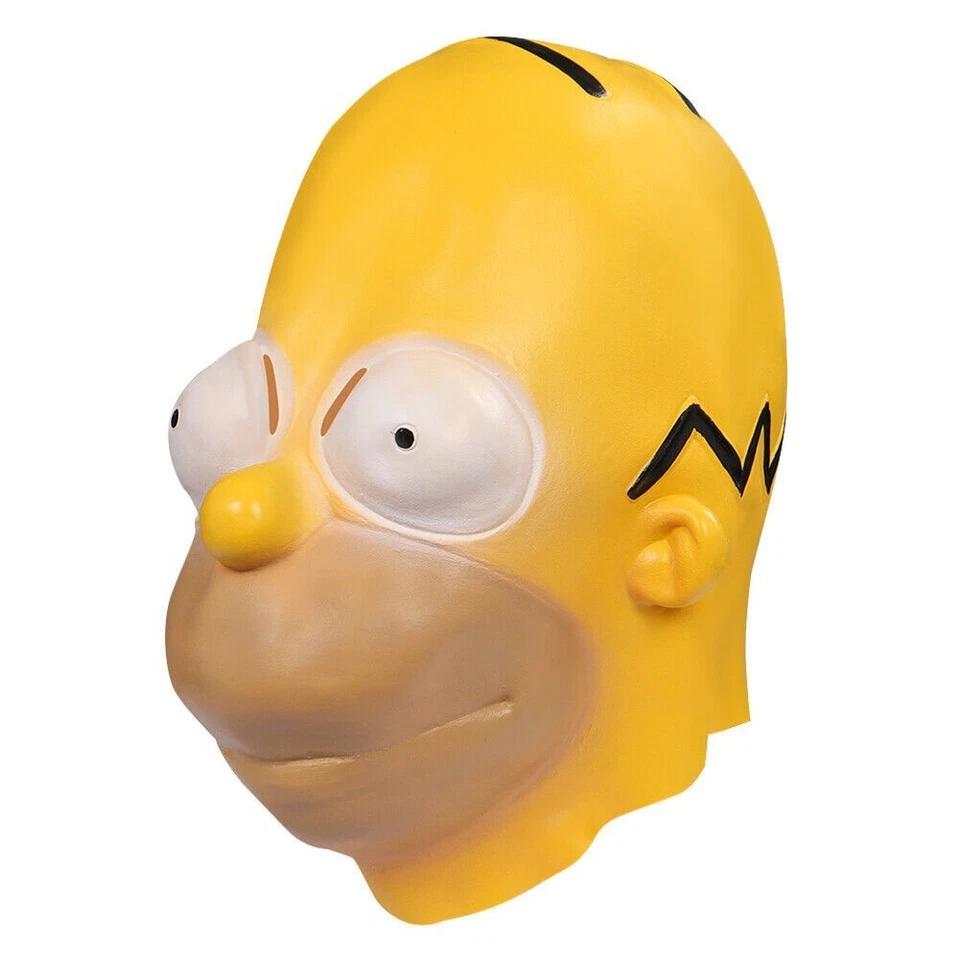 Homer Jay Simpson Máscara Juegos con disfraces Máscaras de látex Casco Mascarada Accesorios Vestido elegante Foto 3 de 4
