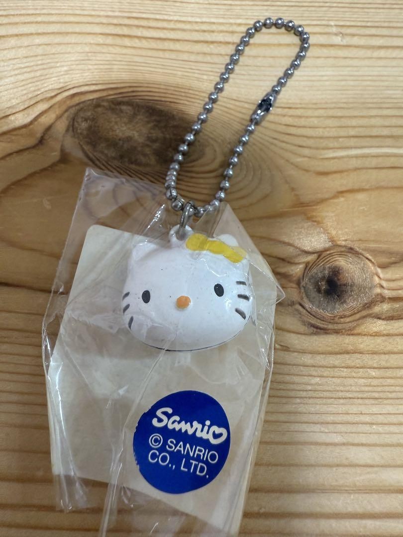 Hello Kitty White and Yellow Bell Charm Keychain with Ball Chain  