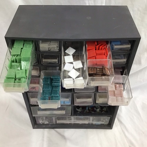 Lot of .75" Square Mosaic Glass Tiles - Assorted Colors w/Containers - Picture 10 of 13