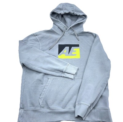 American Eagle Hoodie Men Large Gray Sweatshirt Sweater Heavy Cotton Retro AEO