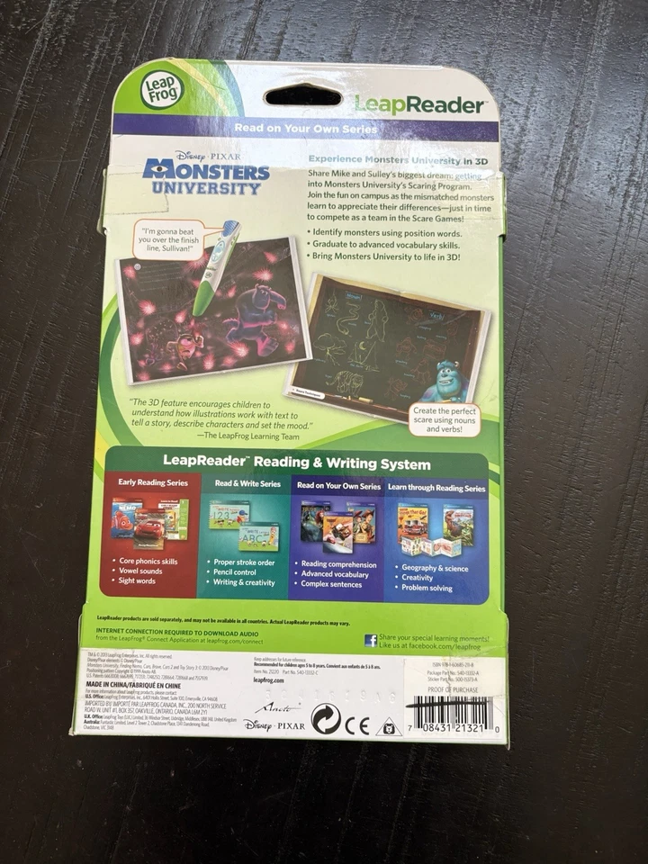 Leap Frog LeapReader Disney Pixar MONSTERS University ~ NEW - Image 2 of 2