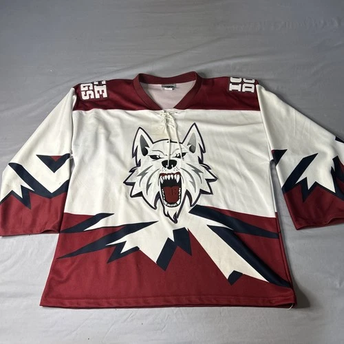 Team Signed Ice Dogs Hockey Fan Jersey  Early 2000s Size Medium Y2K Alaska