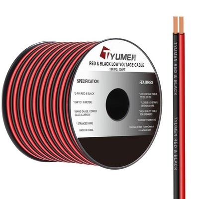 18 Gauge Wire 100ft 18/2 Awg Red Black Hookup Electrical Wire Led Strips Extensi
