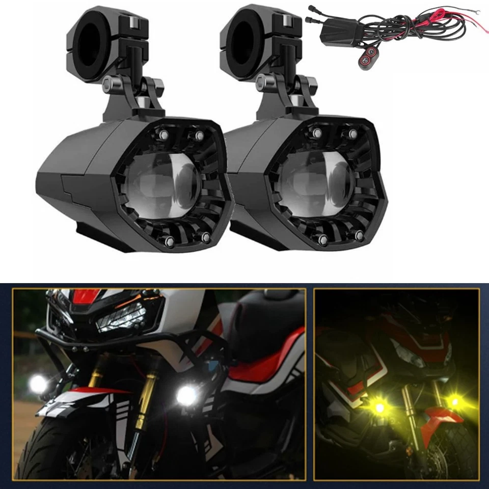 Luces antiniebla LED auxiliares 80W para BMW R1250GS F800GS Ducati Harley Universal Foto 2 de 4