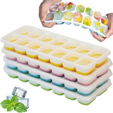 Ram&reg; 4 X Pack Silicone Ice Cube Tray Set of 4 Ice Moulds Freezer Stackable Non