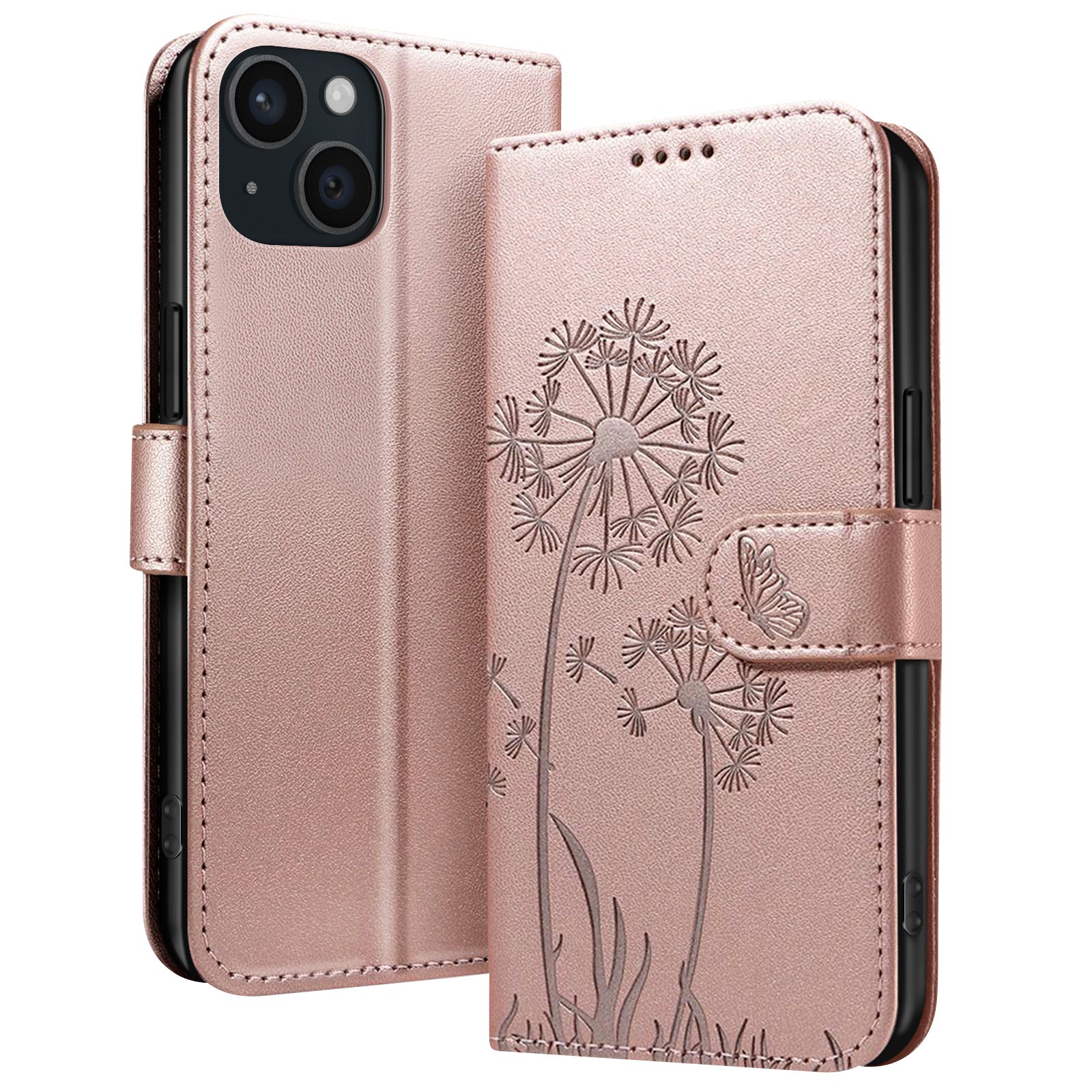 Housse iPhone 15 motif papillon Zanaé pour accessoiriser vos tenues de soirée rose champagne