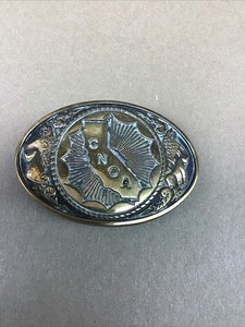 Vintage California Narcotics Officer’s Association CNOA Solid Brass Belt Buckle 