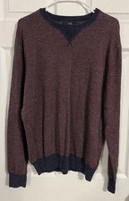 J Crew Men  s Xl Stiped Blue And Red Light Weight Sweater 100 Cotton