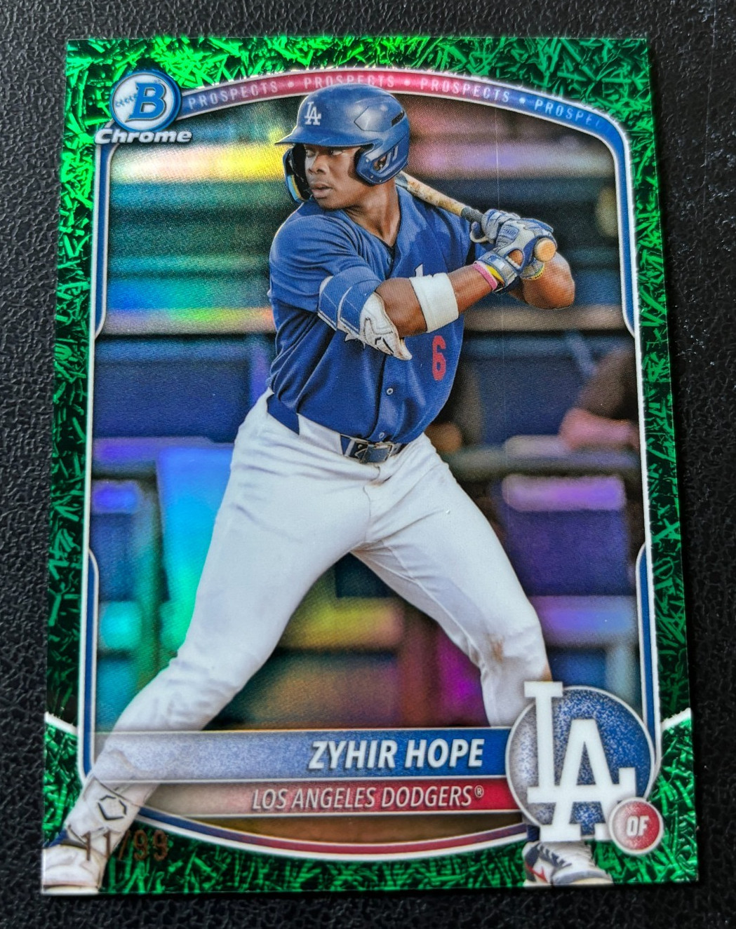 Zyhir Hope 2025 Bowman Chrome Green Grass Refractor #'d /99 -#BCP-2 - print line