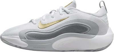 Nike IsoFly Big Kids  Basketball Shoes, White/Metallic Gold Star/Cool Grey
