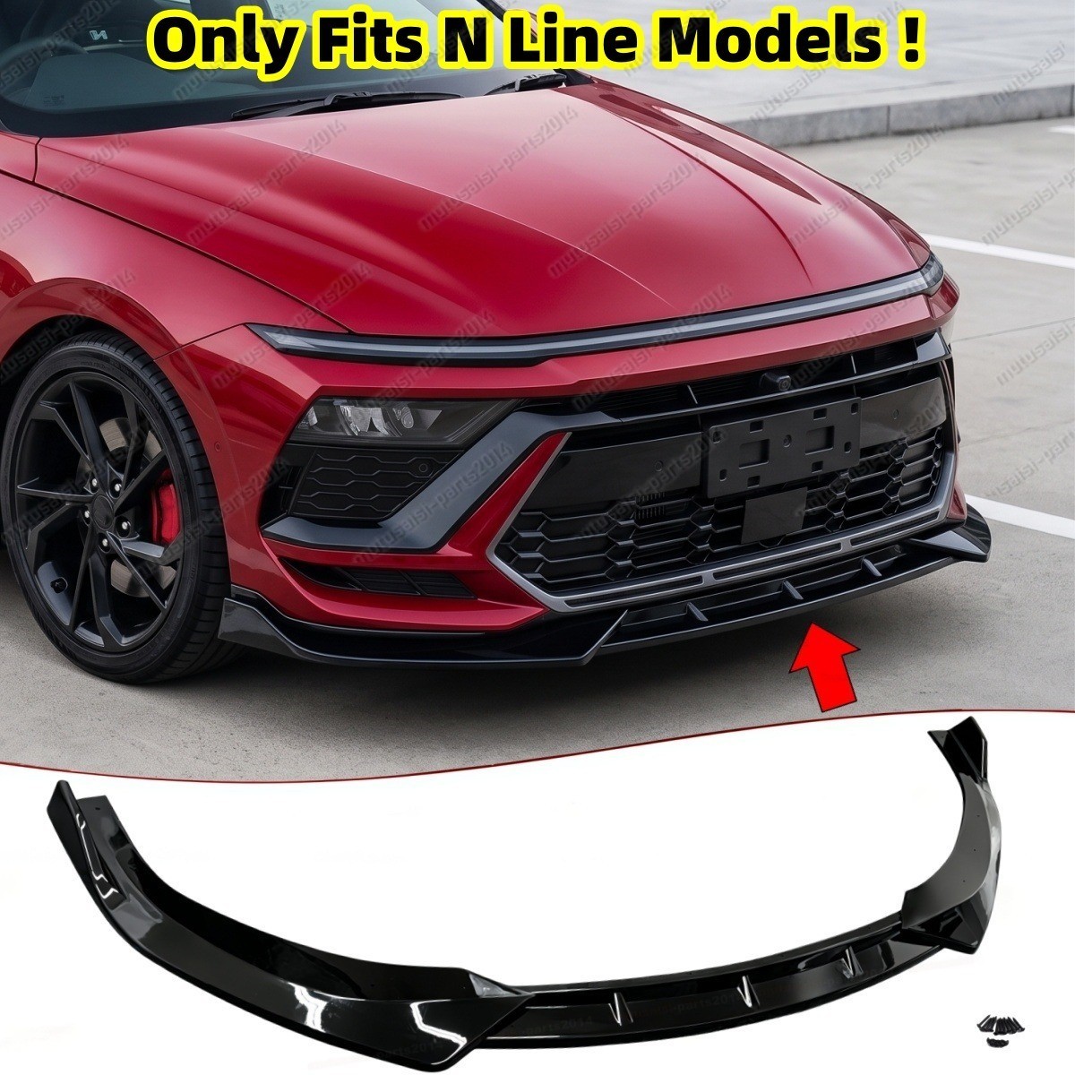 Gloss Black Front Lip Splitter Fit For Hyundai Sonata 2024-2026 (Only N Line)