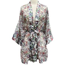 Vintage Victoria s Secret Gold Label Sheer chiffon satin Floral Robe One Size