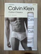 Calvin Klein Men's Classic Fit Cotton Hip Brief White Underwear 4 Pack 2XL