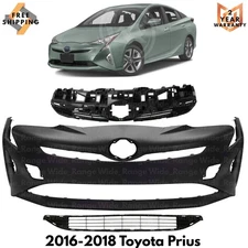 Front Bumper Cover Fascia & Grille Assembly Kit For 2016-2018 Toyota Prius