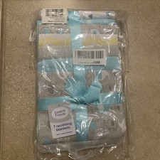 7Pk Luvable Friends Flannel 100 Cotton Receiving Blankets Elephant Grey Blue