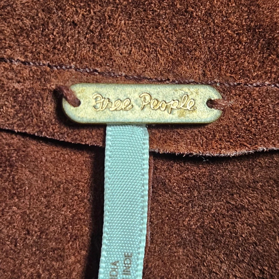 Free People Stevie Mini Jumper Dress Suede Cow Leather Russet Brown 6 Retro - Image 3 of 4