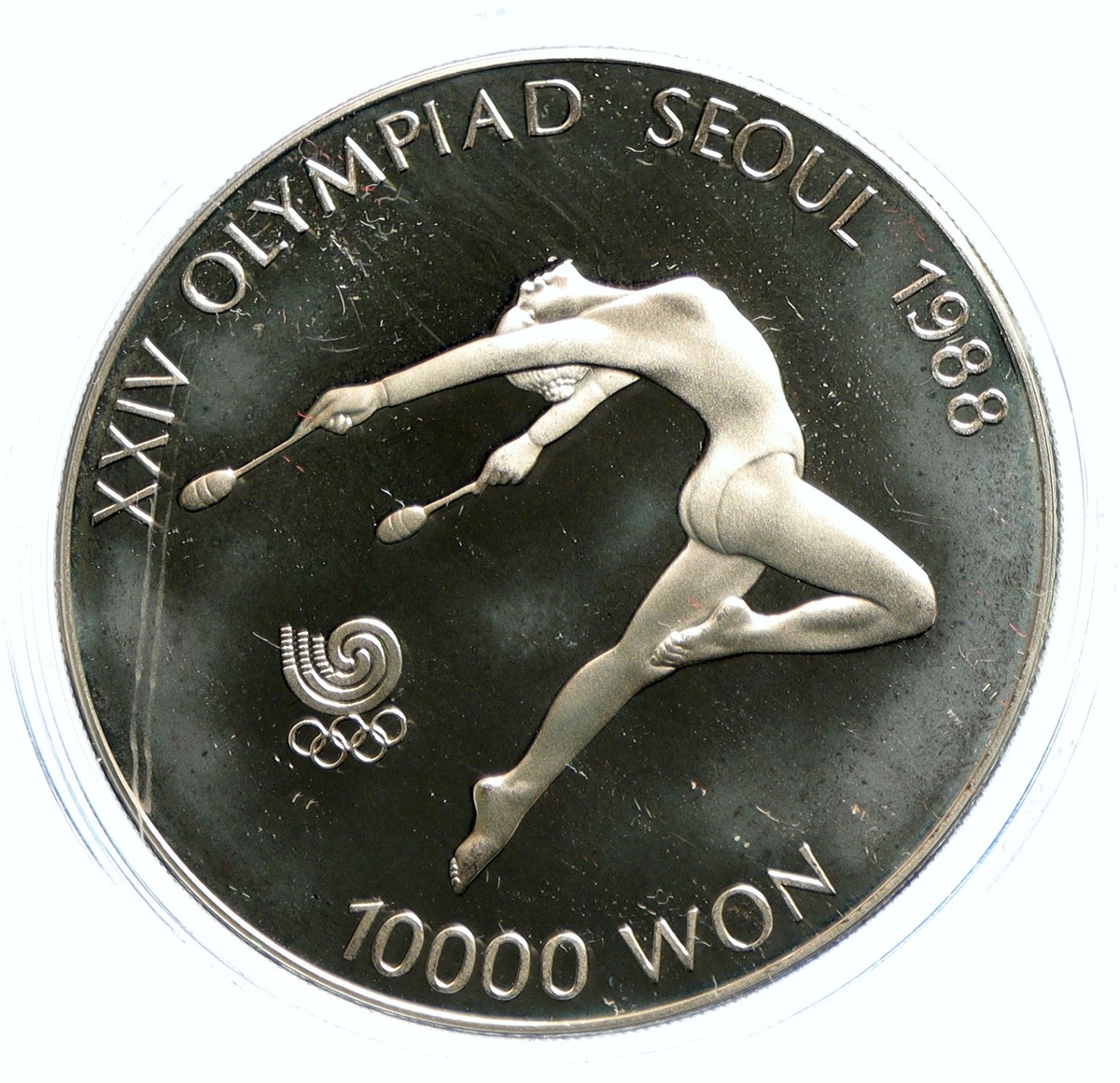 1988 SOUTH KOREA Seoul OLYMPIC Girl Gymnast Proof Silver 10000 Won
