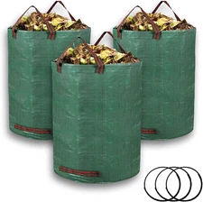 3-Pack 72 Gallon Garden Leaf Bags Yard Lawn Reusable Yard Waste Bag Heavy Duty W