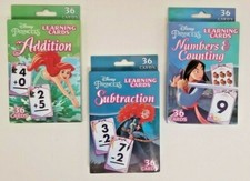 Set of Three Disney Princess Flash Cards Counting, Subtraction  Addition