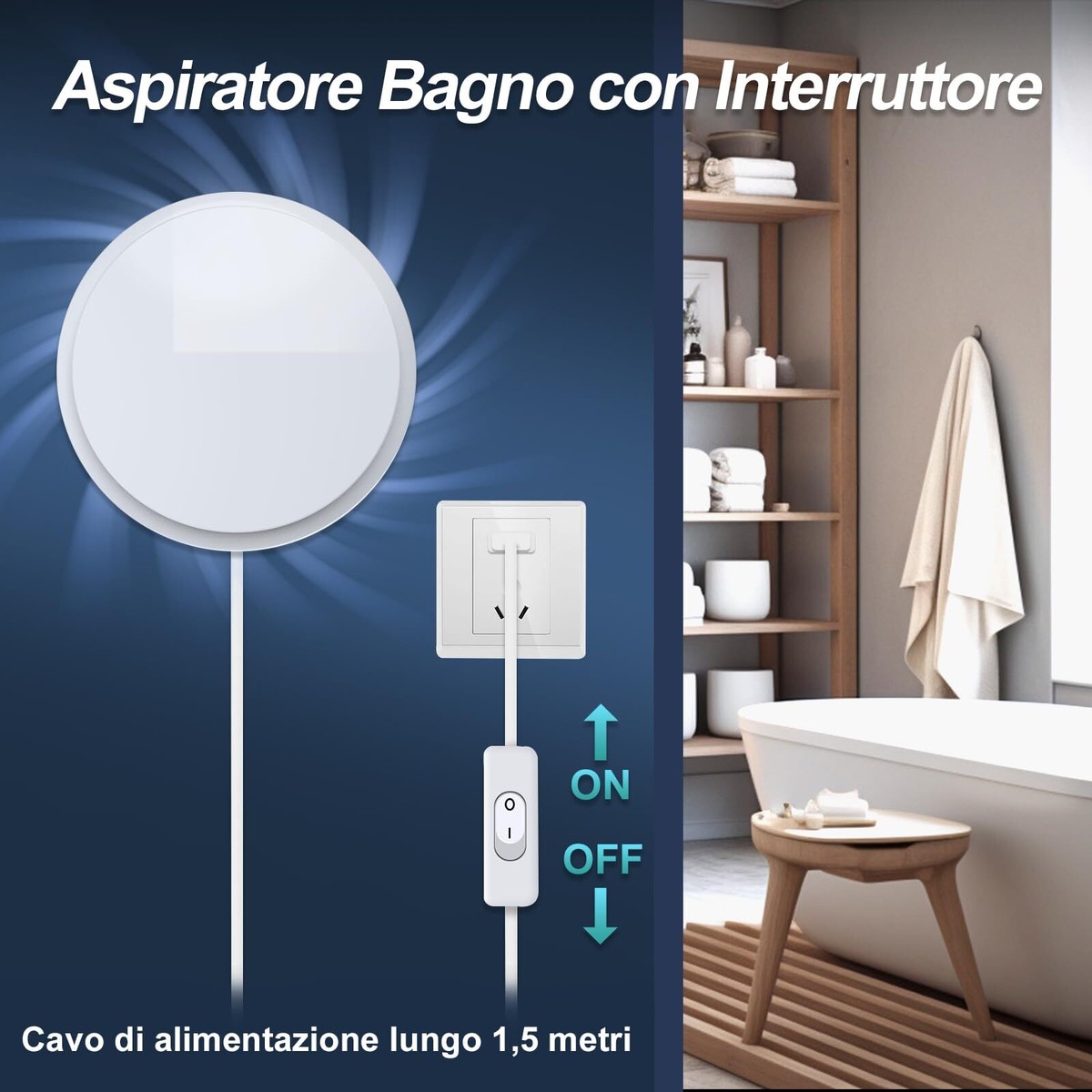 Estrattore Aria Silenzioso Soffitto,Aspiratore Bagno Con Valvola - Foto 10