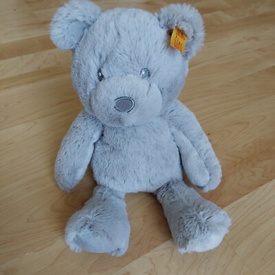 Steiff Bearzy 11 inch Gray soft Teddy Bear Plush  With Ear Button & Label