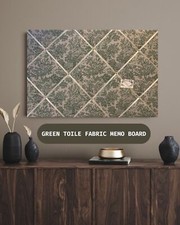 Vintage French Lovers Toile De Jouy Beige Fabric Notice Pin Memo Bulletin Board