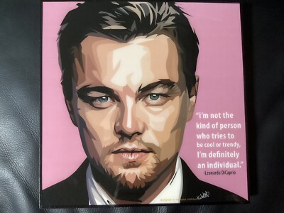 Bild POP ART Leonardo di Caprio Titanic Django Poster im Holzrahmen 25x25cm, NEU