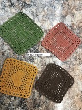 Handmade thread crochet Fall / Autumn Heart Coasters set of 4