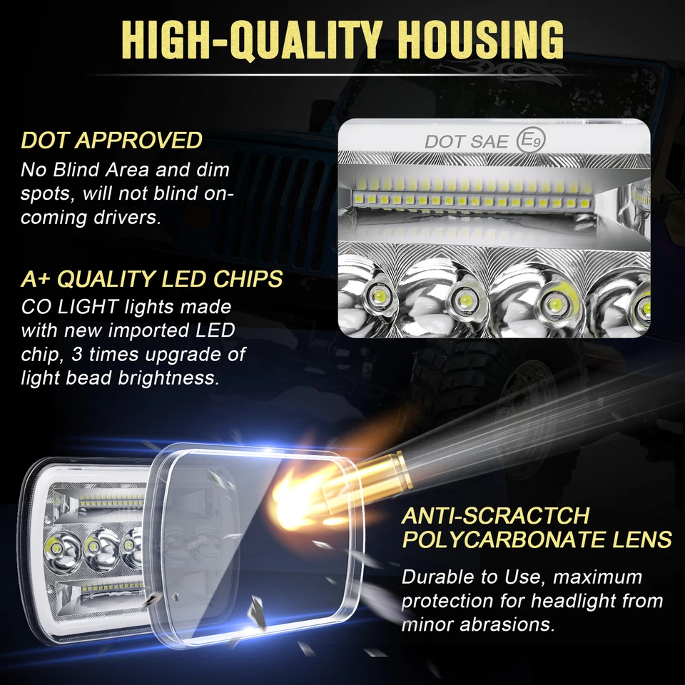 2X fit Chevrolet C10 C20 C30 19811982 1983 1984 1985 1986 7x6 5x7 LED Headlights - Image 4 of 4