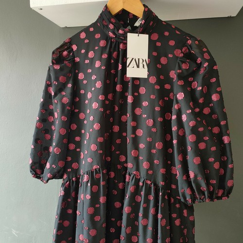 ZARA Long Midi Dress With Voluminous 