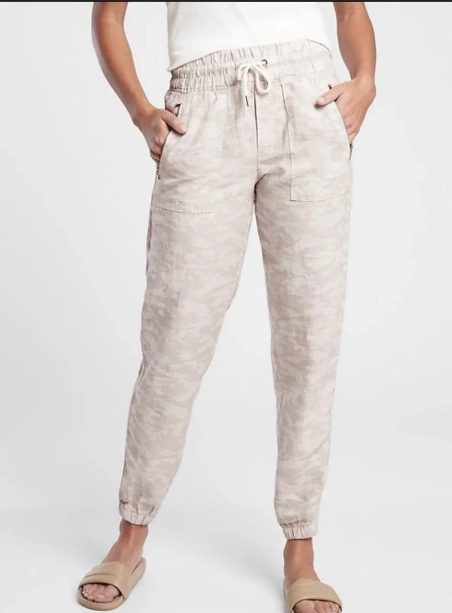 NWT Athleta Cabo Tide Linen Jogger Neutral Camo Plus size 26 4X Pull On Comfort