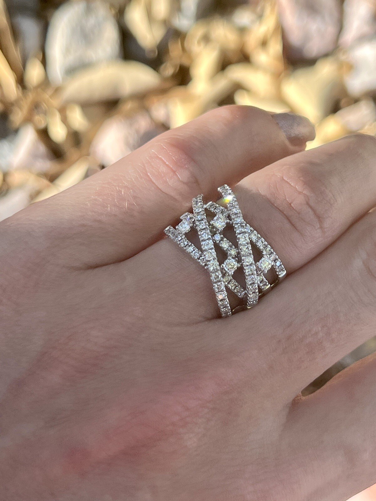 14k Solid Gold Diamond Intertwined Crossover Larg… - image 8