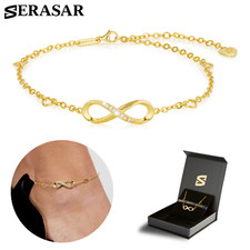 SERASAR | Tobillera [Infinity] para mujer | Plata de ley 925 enchapada en oro de 18 quilates