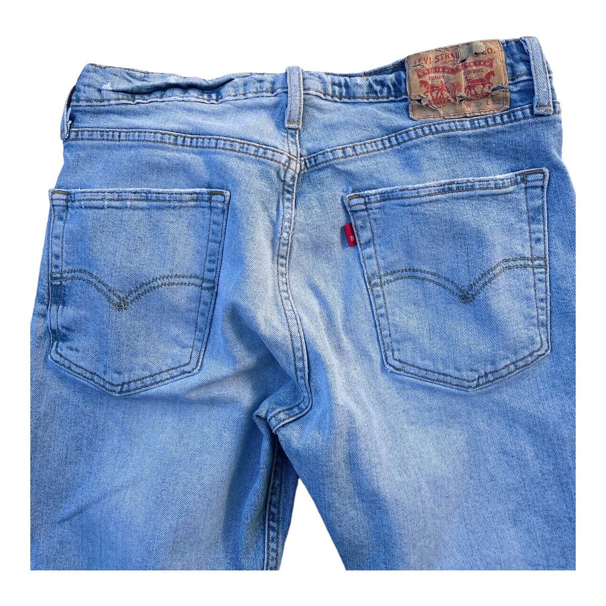 Levis Jeans Men 31x32 Blue Denim Fade 513 Classic Fit Distress 