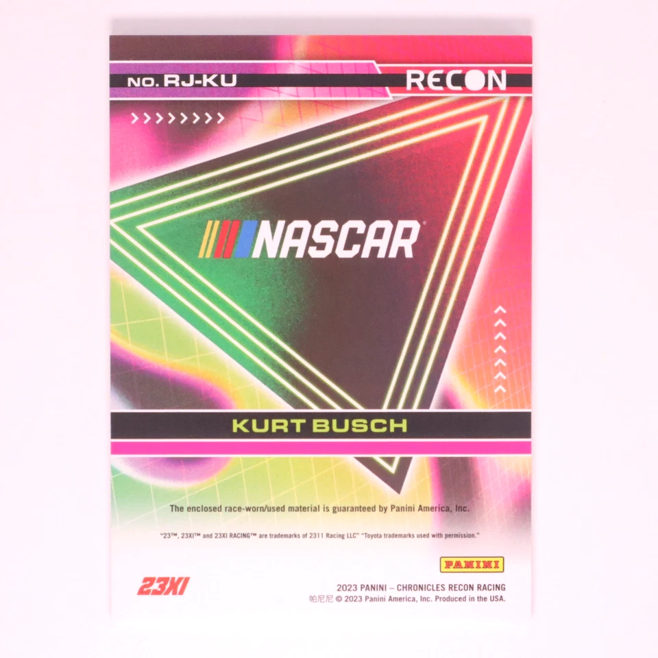 Kurt Busch 2023 NASCAR Panini Chronicles Recon Firesuit Patch Relic /49 - Image 2 of 2