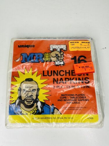 VINTAGE 1983 MR. T SEALED PACK OF 16 PARTY NAPKINS A-TEAM UNIQUE INDUSTRIES