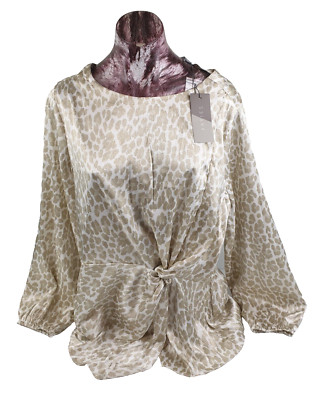 Katies Blouse, Size 14, Gold & White, Polyester/Elastane, Brand New With Tags