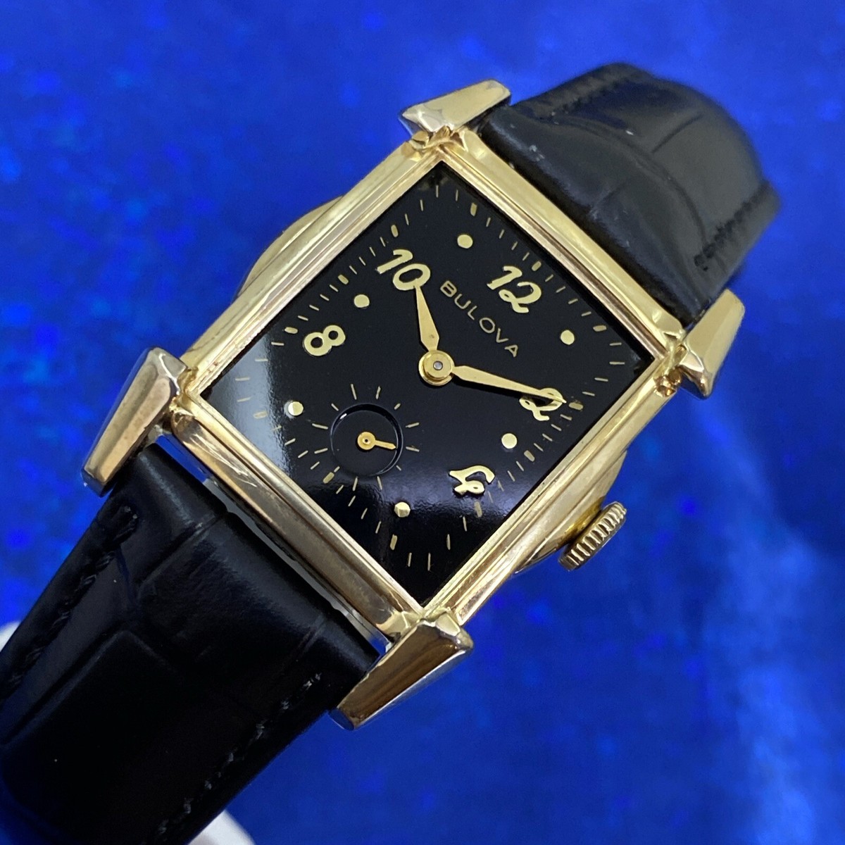 Vintage 1951 Mans BULOVA AMBASSADOR Stunning Black Dial Fully