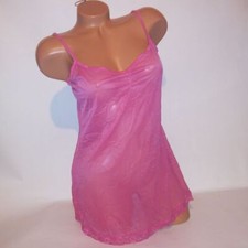Vintage Victoria Secret Lingerie Chemise Slip Medium Pink Solid Sheer Dec 2000