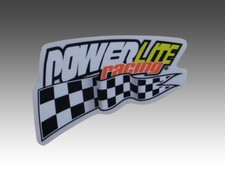RARE ORIGINAL OLD SCHOOL POWERLITE RACING BMX BICYCLE FLAG STICKER, 3.5 X 2.25"