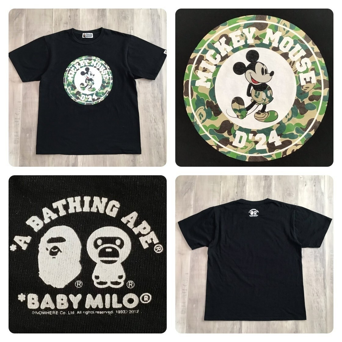 BAPE × Disney Mickey Mouse T-shirt ABC camo Black A Bathing Ape