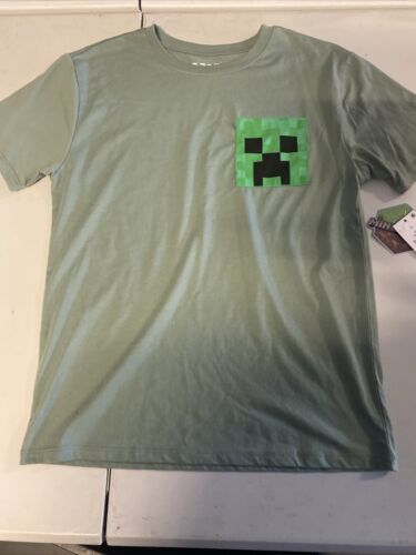 New Minecraft Boys Short Sleeve Graphic Tee T-Shirt Large Creeper