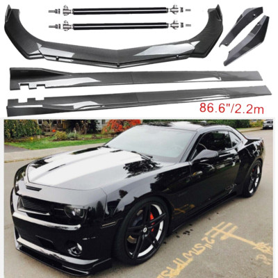Carbon Fiber Front Bumper Lip Splitters Side Skirt Strut Rod For Chevrolet Camar
